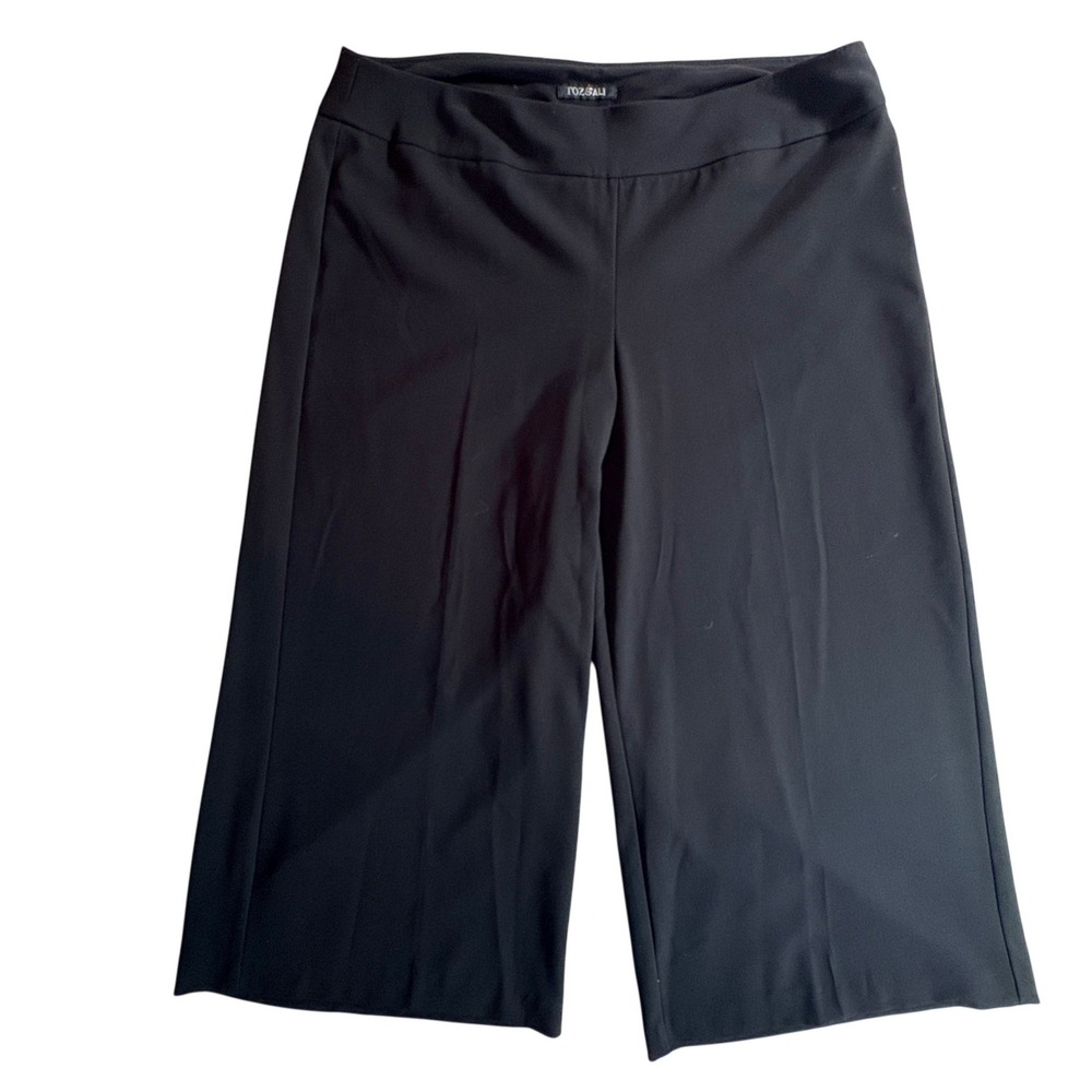 Roz & Ali Wide Leg Crop Pants Womens 16 Black Stretch Pull On Career Culottes